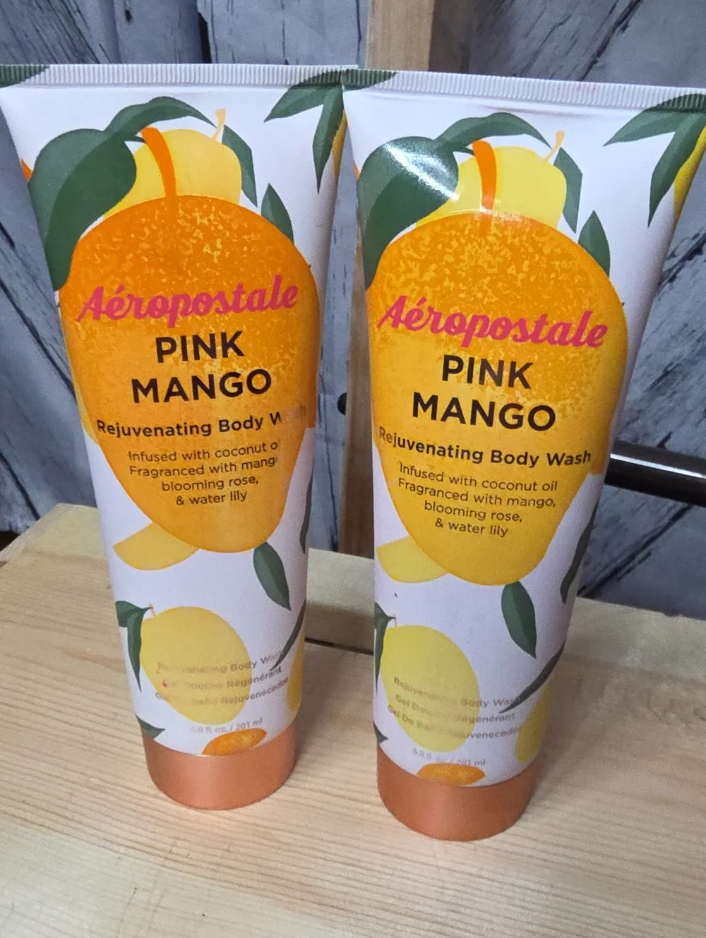 Aeropostale Pink Mango Rejuvenating Body Wash - Pink, Yellow, Green 2, 6.8 Ounce